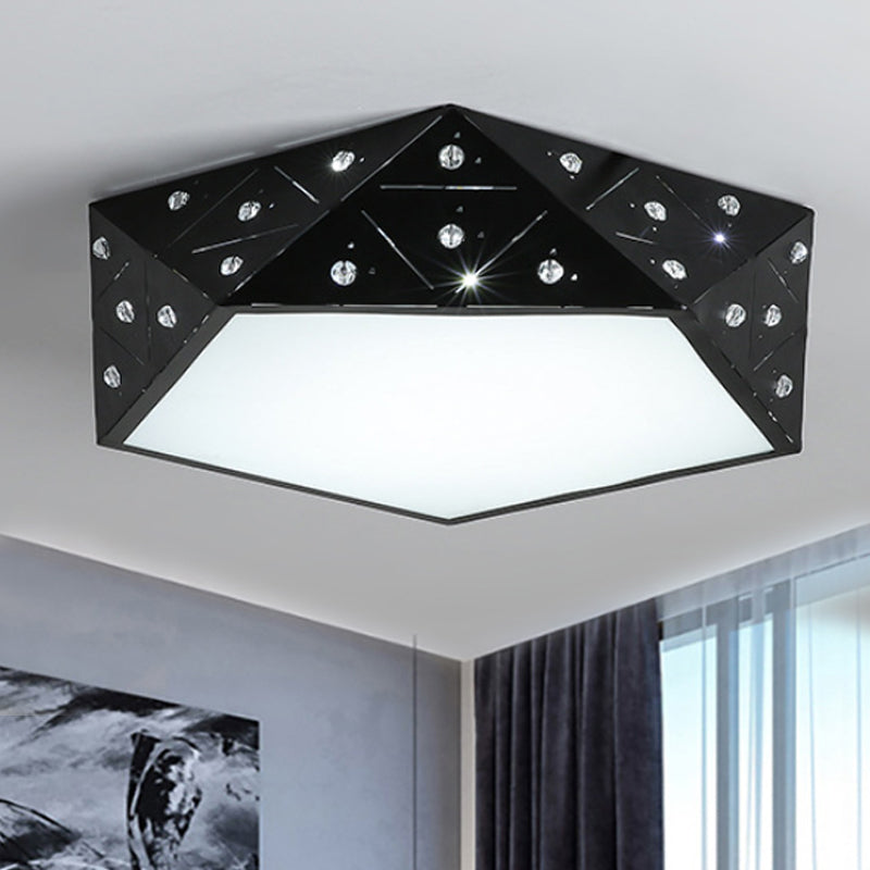 Modern Geometric Flushmount Nordic Led Light - Crystal Accents Black/White 16’/19.5’ Wide