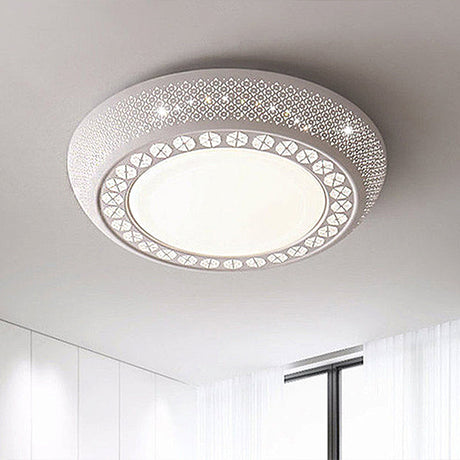 Modern White Led Flush Mount Ceiling Light With Acrylic Cover