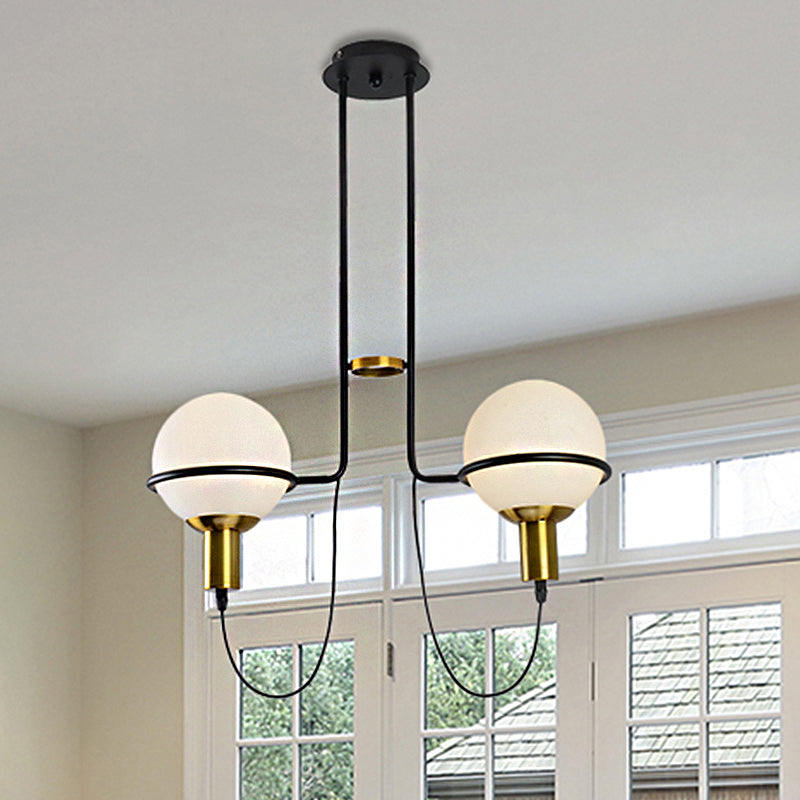 Contemporary 2/4 Light Gold Hanging Pendant Chandelier with Clear Glass Shade 2 / Gold