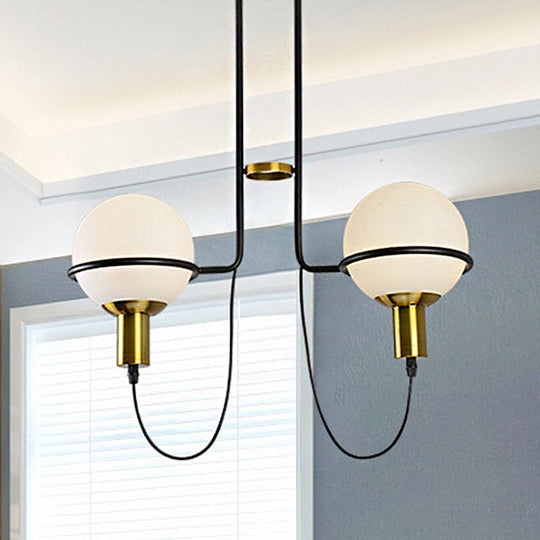 Contemporary 2/4 Light Gold Hanging Pendant Chandelier with Clear Glass Shade