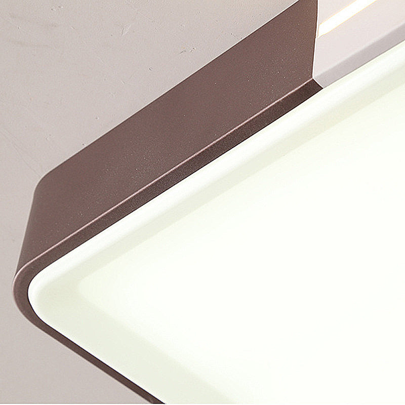 Modern White Led Flush Mount Ceiling Light For Living Room – Square/Rectangular Acrylic Shade