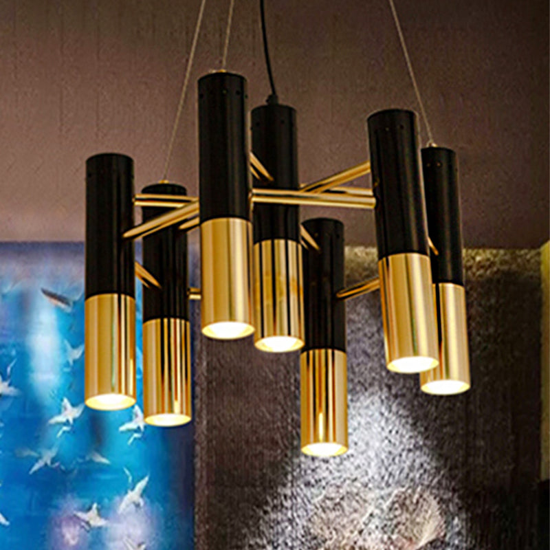 Modern Tube Chandelier Light - Gold Metal 7/13/19 Lights Warm Lighting For Living Room