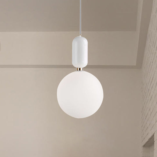 Modern Black/Gold/White Ball Pendant Light With Milky Glass Led - 1 6’/8’/12’ Wide Ceiling