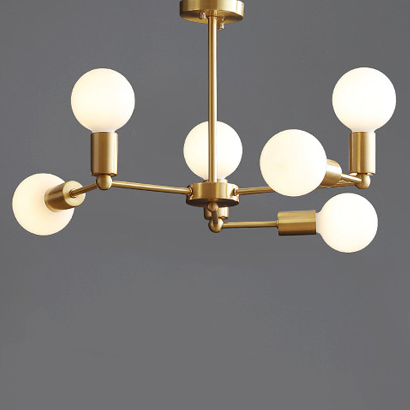Modern Opal Glass Branch Chandelier With Brass Arm - 6/9/12 Lights Bedroom Hanging Light 6 /