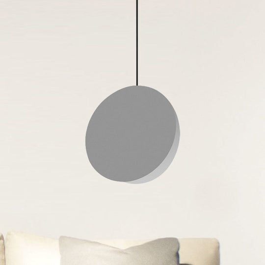 8/12W Modern Nordic Style Metal Pendant Lamp - 1 Light Black/Grey/White Grey / 8