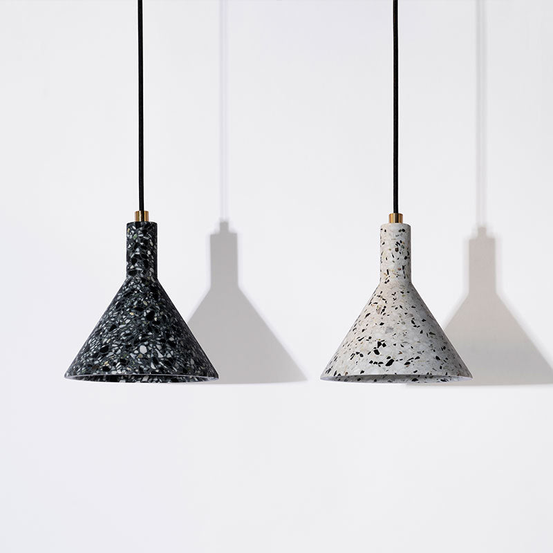 Sleek Funnel-Shaped Pendulum Light: Simplicity Terrazzo 1-Head Hanging Pendant For Dining Room Black