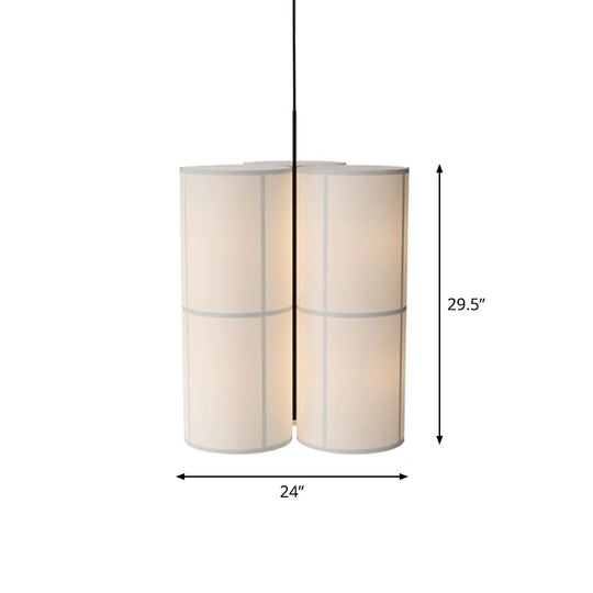 Minimalist White Cylindrical Suspension Lamp - 1 Head Fabric Ceiling Pendant For Dining Room