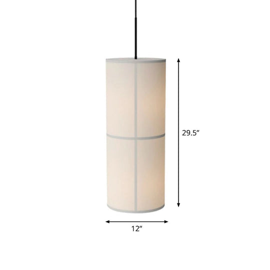 Minimalist White Cylindrical Suspension Lamp - 1 Head Fabric Ceiling Pendant For Dining Room