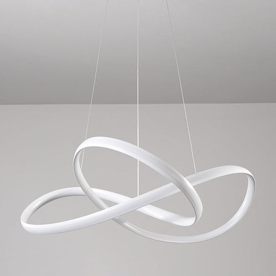 Modern Metal Led Chandelier For Dining Room - Seamless Curve Pendant Light White / 19.5’ Warm