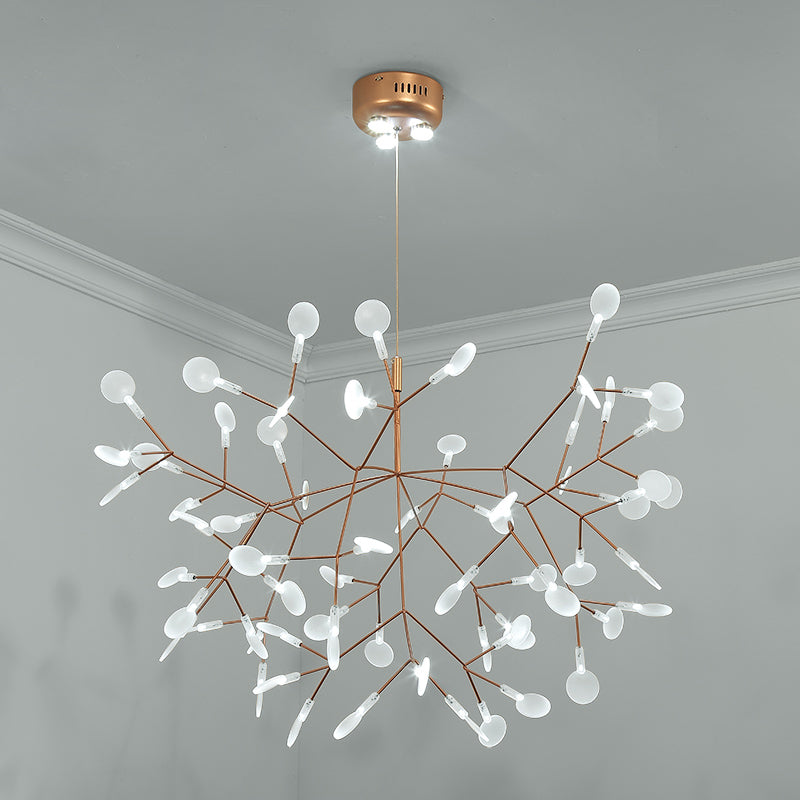 Bronze Designer Led Heracleum Chandelier: Acrylic Living Room Pendant Light Fixture 63 / White