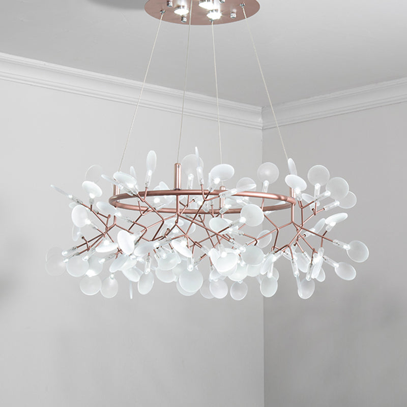 Bronze Designer Led Heracleum Chandelier: Acrylic Living Room Pendant Light Fixture 108 / White