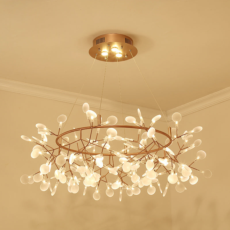 Bronze Designer Led Heracleum Chandelier: Acrylic Living Room Pendant Light Fixture 108 / Warm