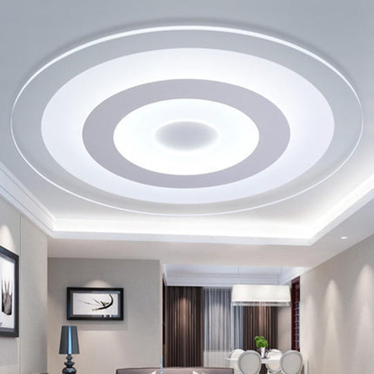 White Led Acrylic Ceiling Mounted Light - Flush Disk Shape Simple Style For Bedroom / 8 Warm