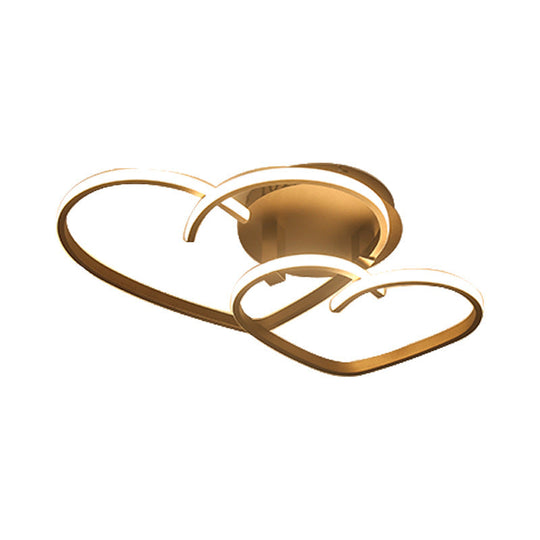 Contemporary Led Loving Heart Semi Flush Mount Light For Bedrooms