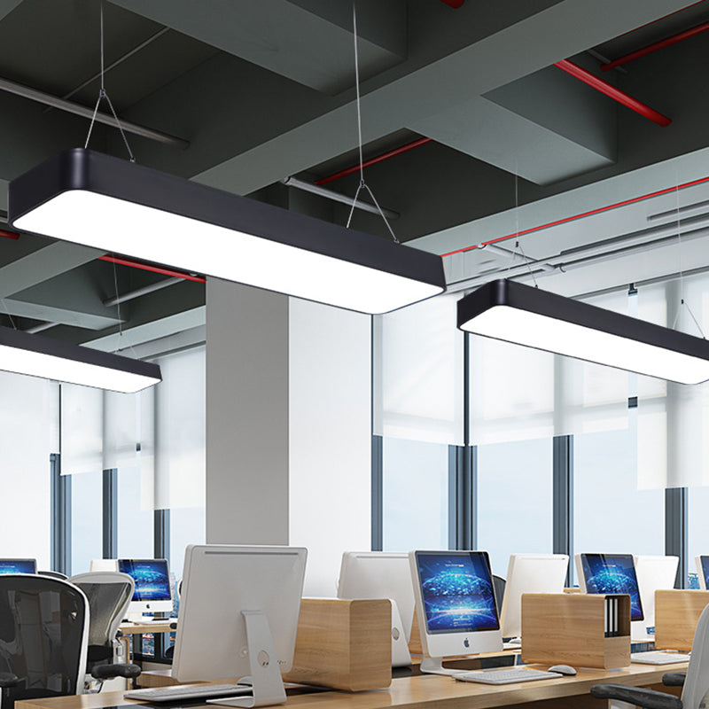 Modern Rectangle Led Pendant Light For Offices With Acrylic Diffuser