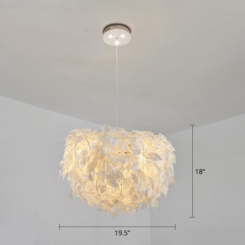 White Nordic Fabric Suspended Pendant Light For Living Room