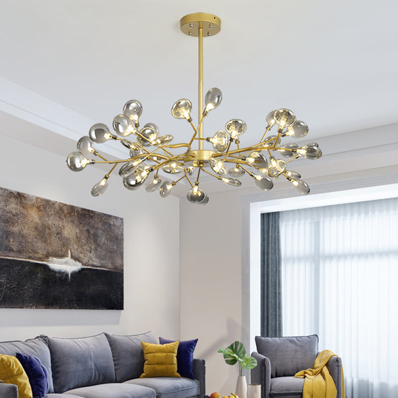Postmodern Glass Firefly Chandelier: Stylish Ceiling Lamp For Living Room