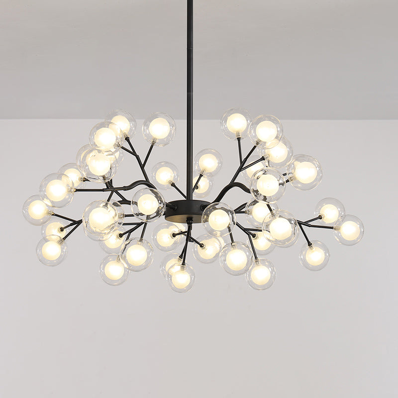 Postmodern Glass Firefly Chandelier: Stylish Ceiling Lamp For Living Room 30 / Black White