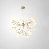 Designer Gold Acrylic Leaf Hanging Chandelier Pendant Ceiling Light For Bedroom