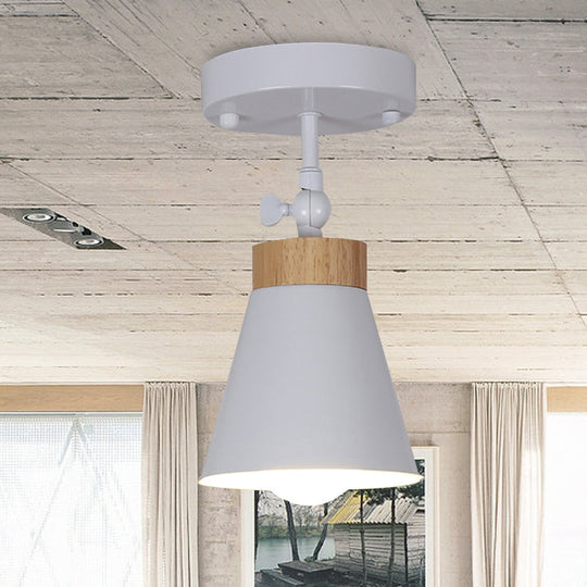 Adjustable Modernist Metal Flush Mount Ceiling Light With Tapered Shade - 1 - Light Black/White
