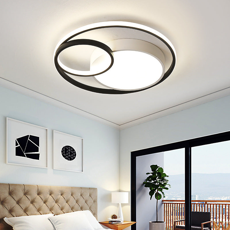 Metal Nordic Halo Led Bedroom Ceiling Light Fixture Black - White / 19.5’ Warm