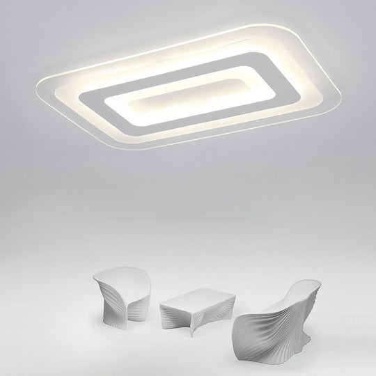 Sleek Surface Mounted Led Ceiling Light - Simplicity In White For Living Room