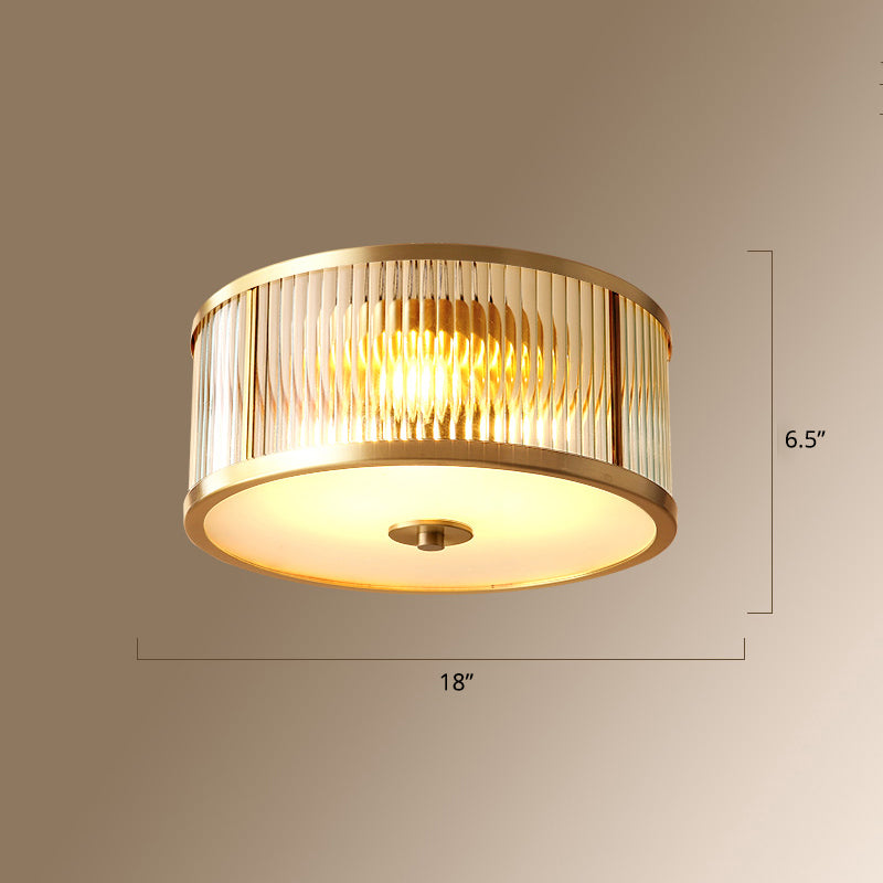 Colonial Style Gold Finish 4-Light Ceiling Flush Mount With Frosted Glass Bowl Shape