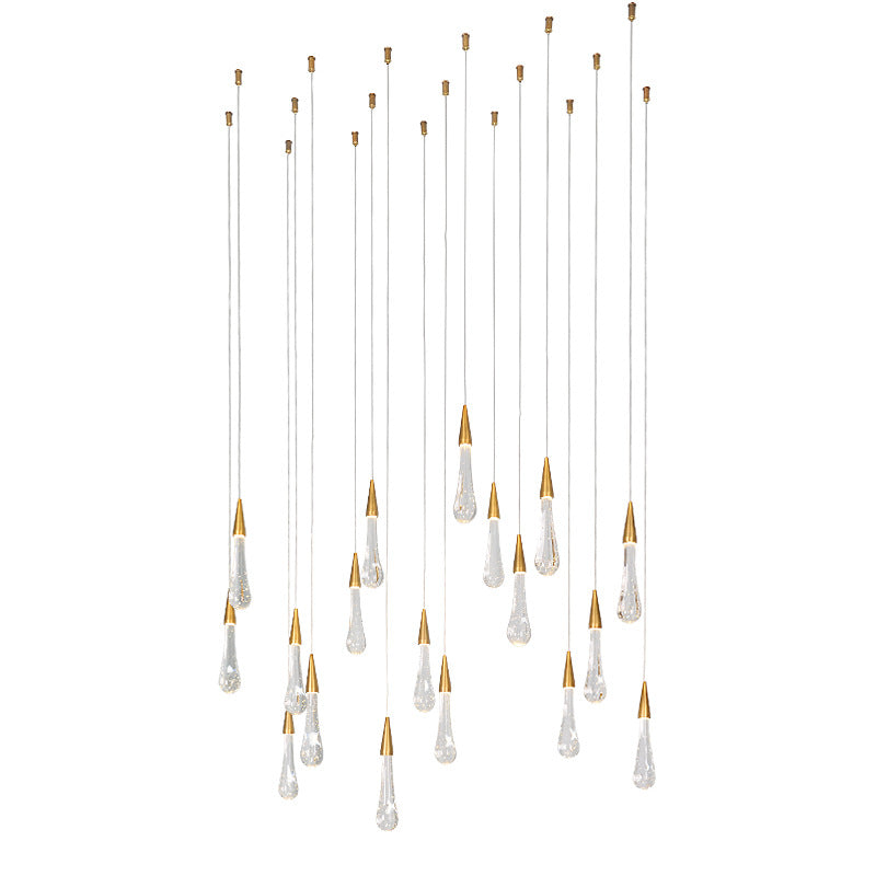 Clear Crystal Glass Suspension Pendant Light In Gold - Decorative Waterdrop Design Perfect For