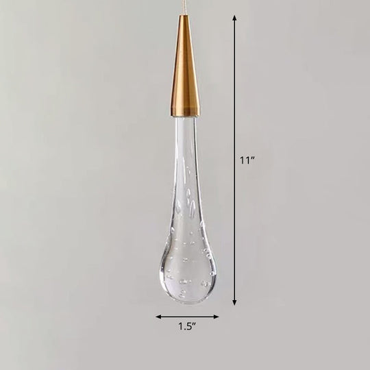 Clear Crystal Glass Suspension Pendant Light In Gold - Decorative Waterdrop Design Perfect For