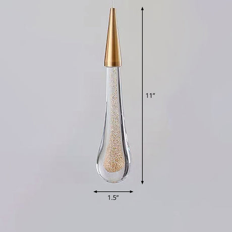 Clear Crystal Glass Suspension Pendant Light In Gold - Decorative Waterdrop Design Perfect For