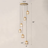 Contemporary Prismatic Crystal Pendant Cluster Light For Stairs