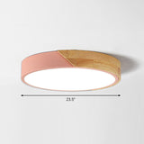 Round Led Macaron Ceiling Light With Acrylic Shade And Wood Accents