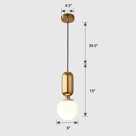 Milky Glass Ball Pendant Lamp - Simplicity 1-Bulb Lighting Fixture For Living Room