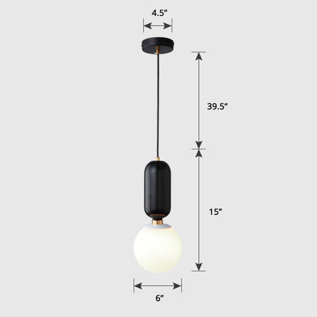 Milky Glass Ball Pendant Lamp - Simplicity 1-Bulb Lighting Fixture For Living Room