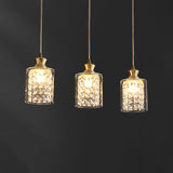 Gold Crystal Pendant Light - Postmodern Shaded Suspension 3 Heads Dining Room