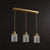 Gold Crystal Pendant Light - Postmodern Shaded Suspension 3 Heads Dining Room