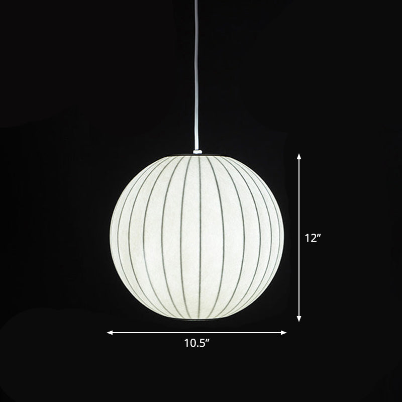 Japanese Style White Lantern Hanging Lamp - Single Artificial Silk Pendant Light Fixture