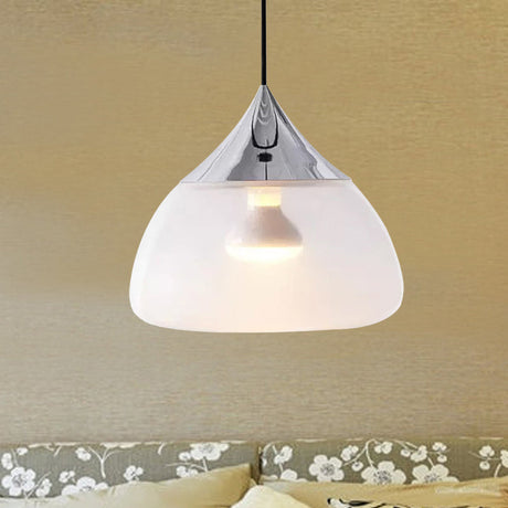 Modern Glass Pendant Light - Stout 1-Light Chrome/Gold/Rose Gold Hanging Design Chrome