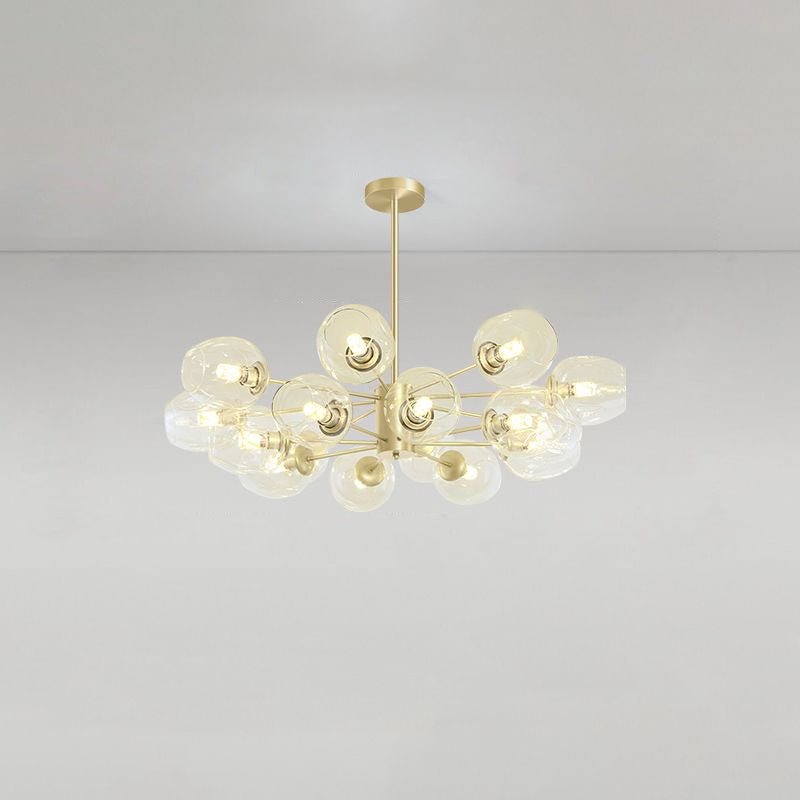 Gold Finish Dimpled Glass Cup Chandelier - Postmodern Hanging Lamp For Living Room 16 /