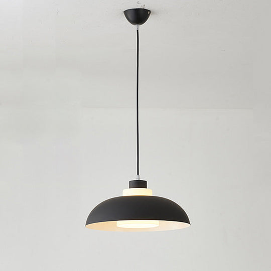 Macaron Single-Bulb Aluminum Ceiling Pendant Light With Acrylic Shade Black / 17.5’