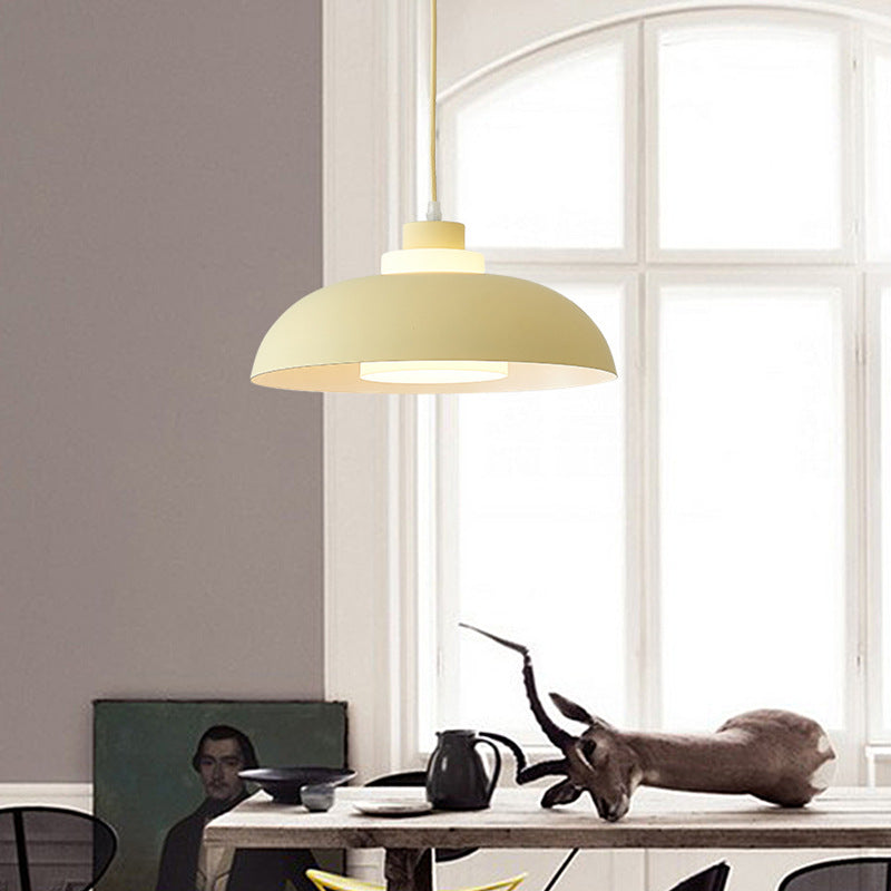 Macaron Aluminum Pendant Lamp: Stylish Single-Bulb Ceiling Hang Light With Acrylic Shade