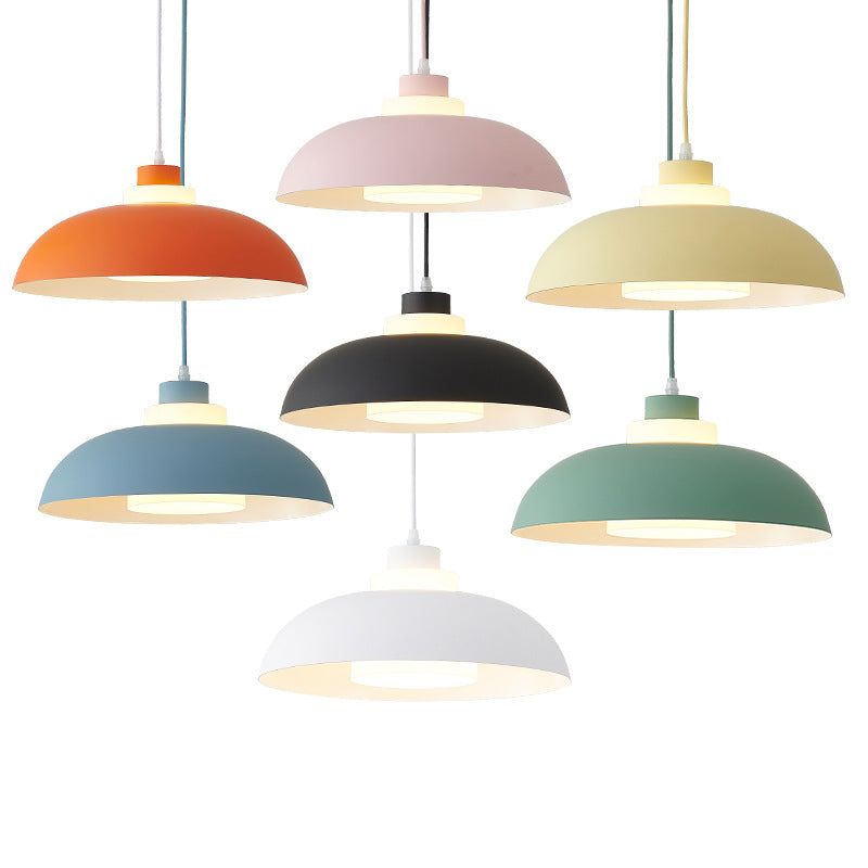 Macaron Single-Bulb Aluminum Ceiling Pendant Light With Acrylic Shade