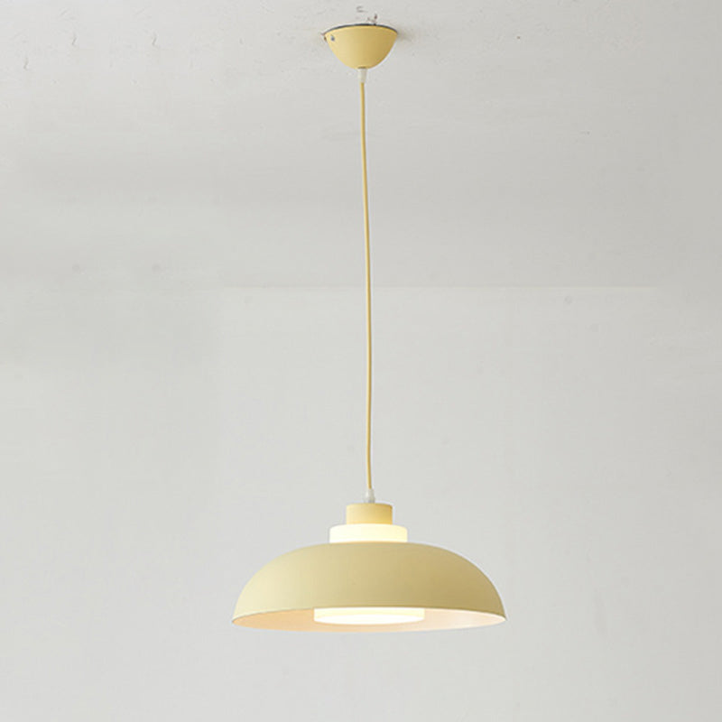 Macaron Single-Bulb Aluminum Ceiling Pendant Light With Acrylic Shade Yellow / 17.5’
