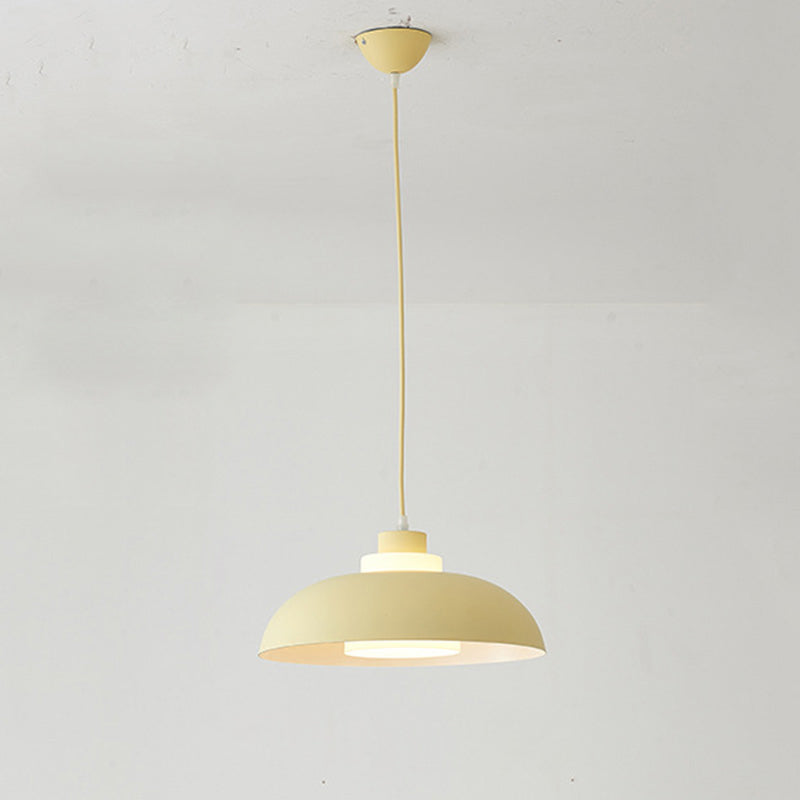 Macaron Single-Bulb Aluminum Ceiling Pendant Light With Acrylic Shade Yellow / 14’