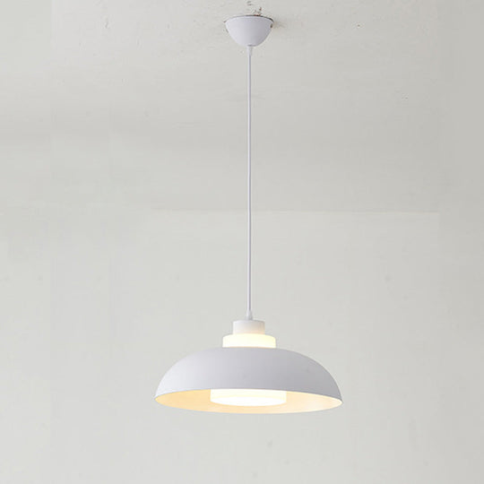Macaron Aluminum Pendant Lamp: Stylish Single-Bulb Ceiling Hang Light With Acrylic Shade White /