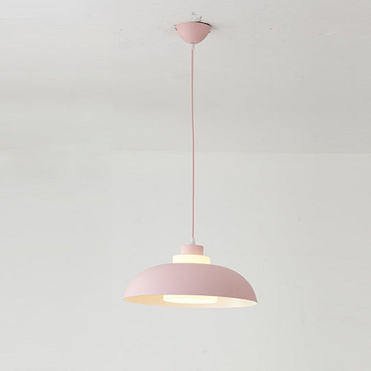 Macaron Aluminum Pendant Lamp: Stylish Single-Bulb Ceiling Hang Light With Acrylic Shade Pink / 17.5