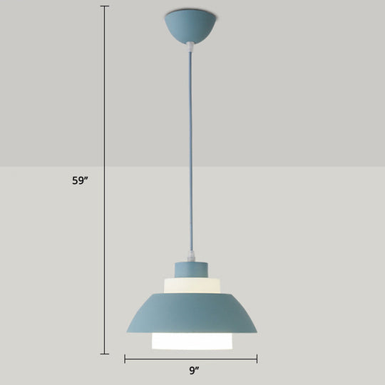 Macaron Single-Bulb Aluminum Ceiling Pendant Light With Acrylic Shade