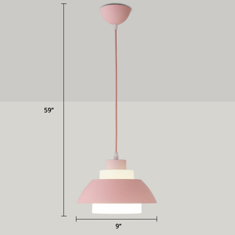 Macaron Single-Bulb Aluminum Ceiling Pendant Light With Acrylic Shade
