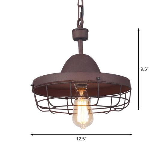 Industrial Metal Pendant Ceiling Lamp: Single-Shade Suspension Lighting For Bistro
