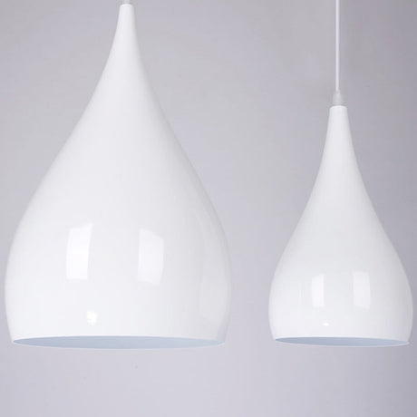 Teardrop Shaped Macaron Metal Pendant Light Fixture - 1 Ceiling Suspension For Dining Room White /